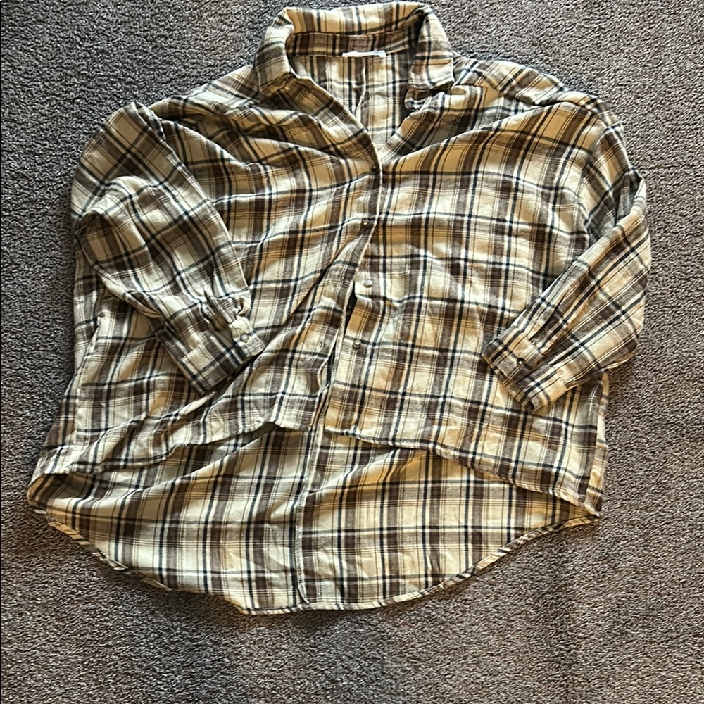 TALULAH Beige and Black Plaid Casual Shirt